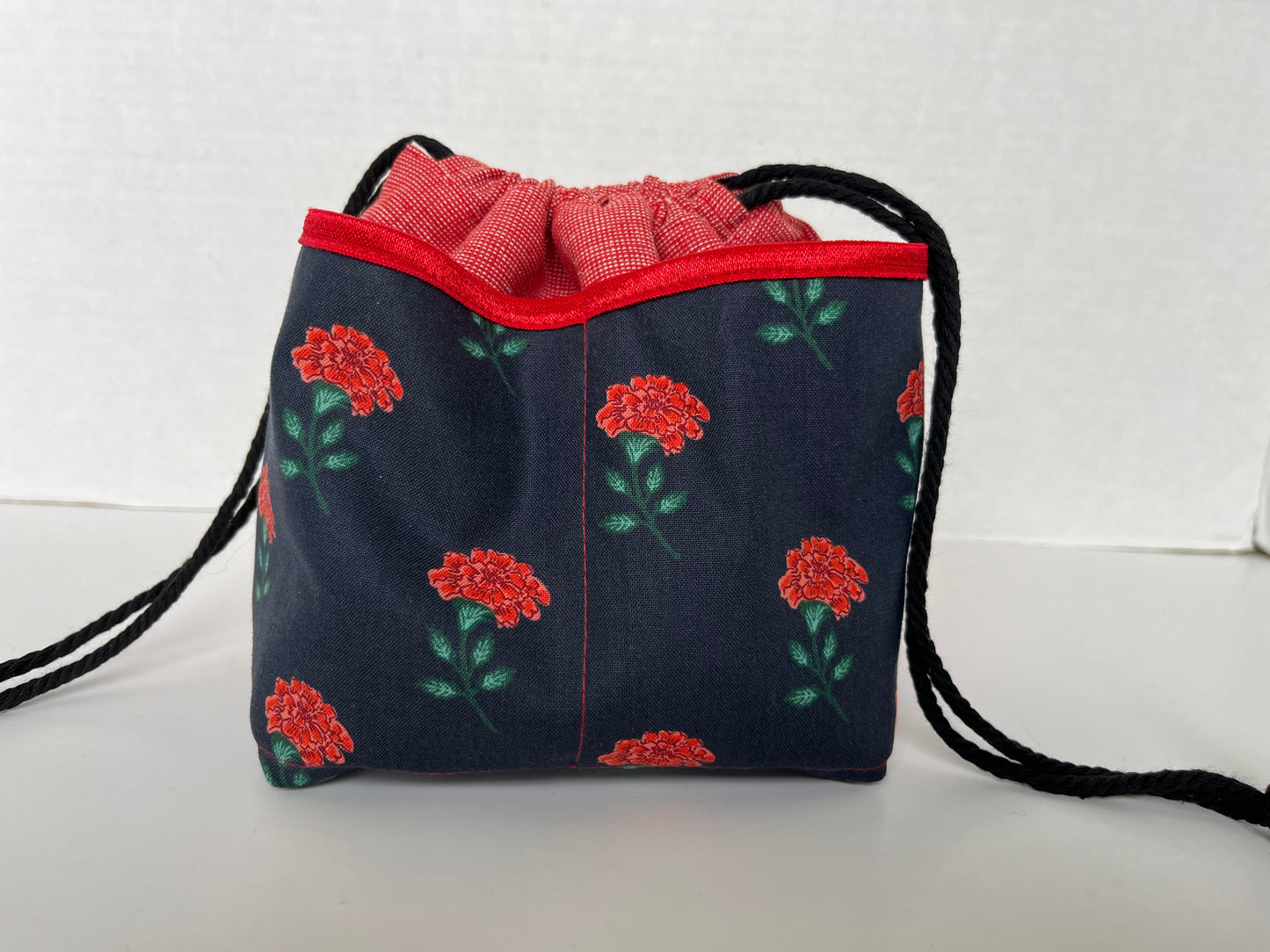 Red Carnations Small Project Bag, Drawstring Bag