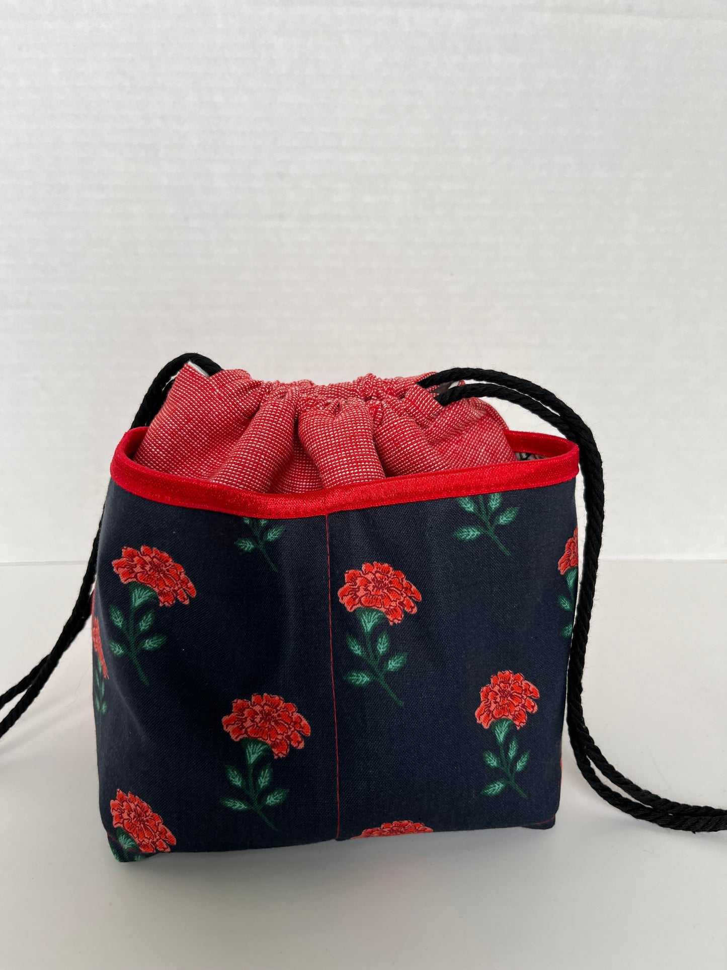 Red Carnations Small Project Bag, Drawstring Bag