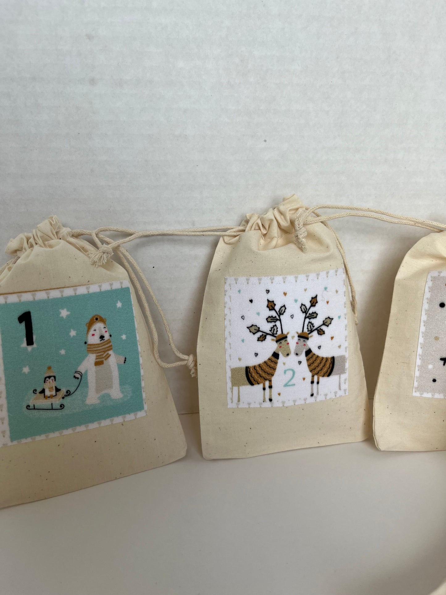 Advent Calendar Drawstring Gift Bags Set of 24