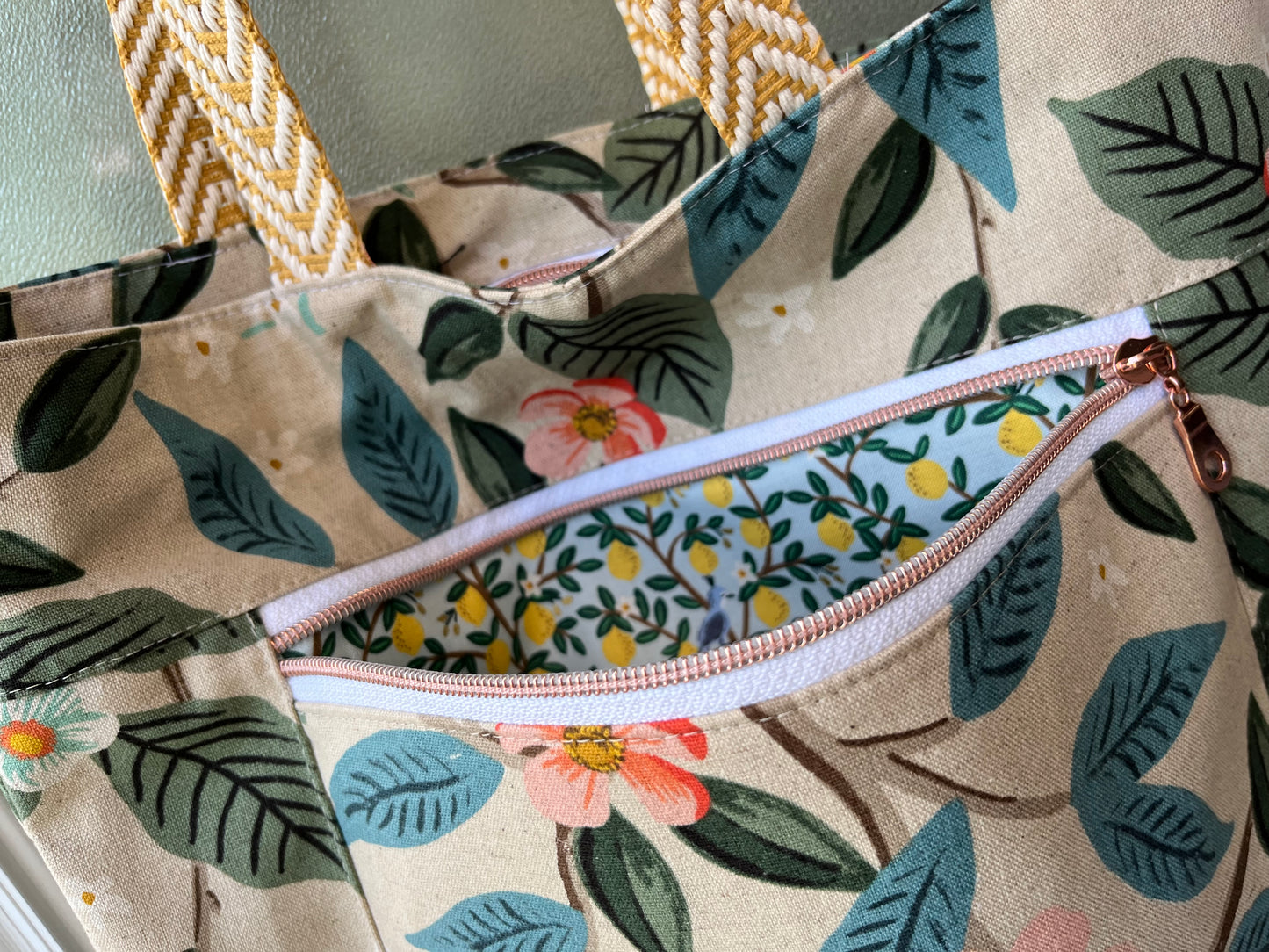 Citrus Themed Rifle Paper Co Canvas Cross body Tote Bag