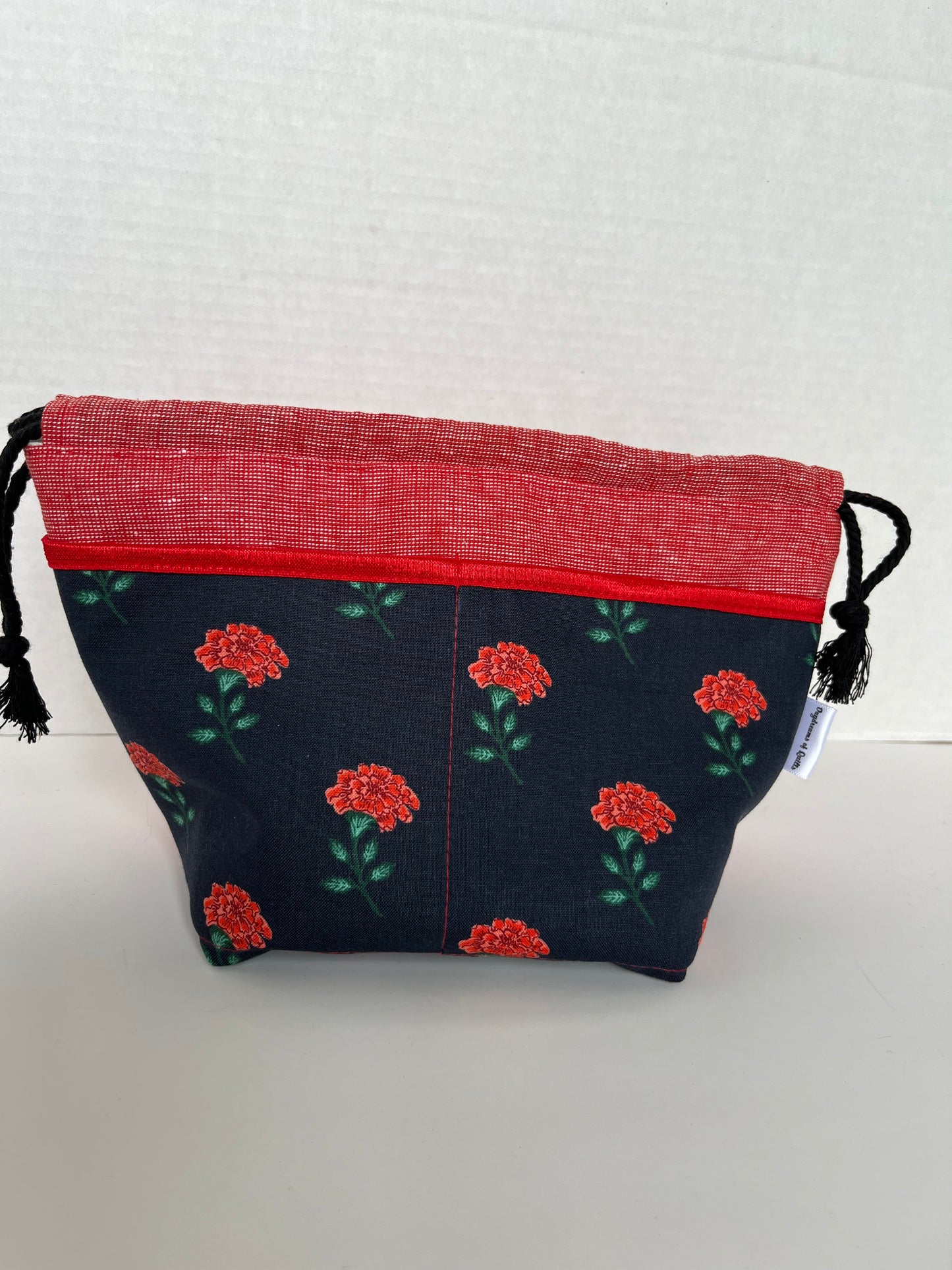 Red Carnations Small Project Bag, Drawstring Bag