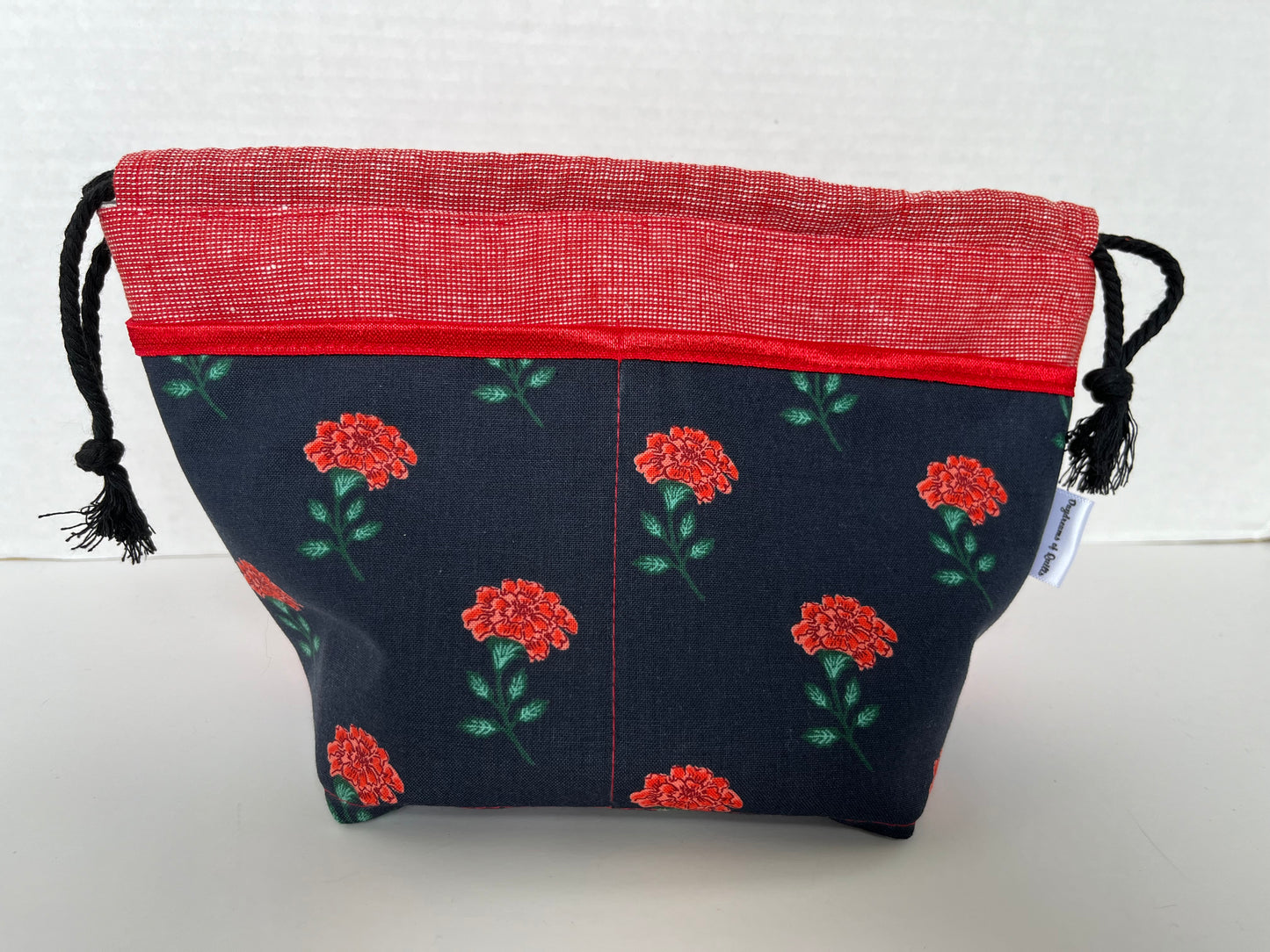 Red Carnations Small Project Bag, Drawstring Bag