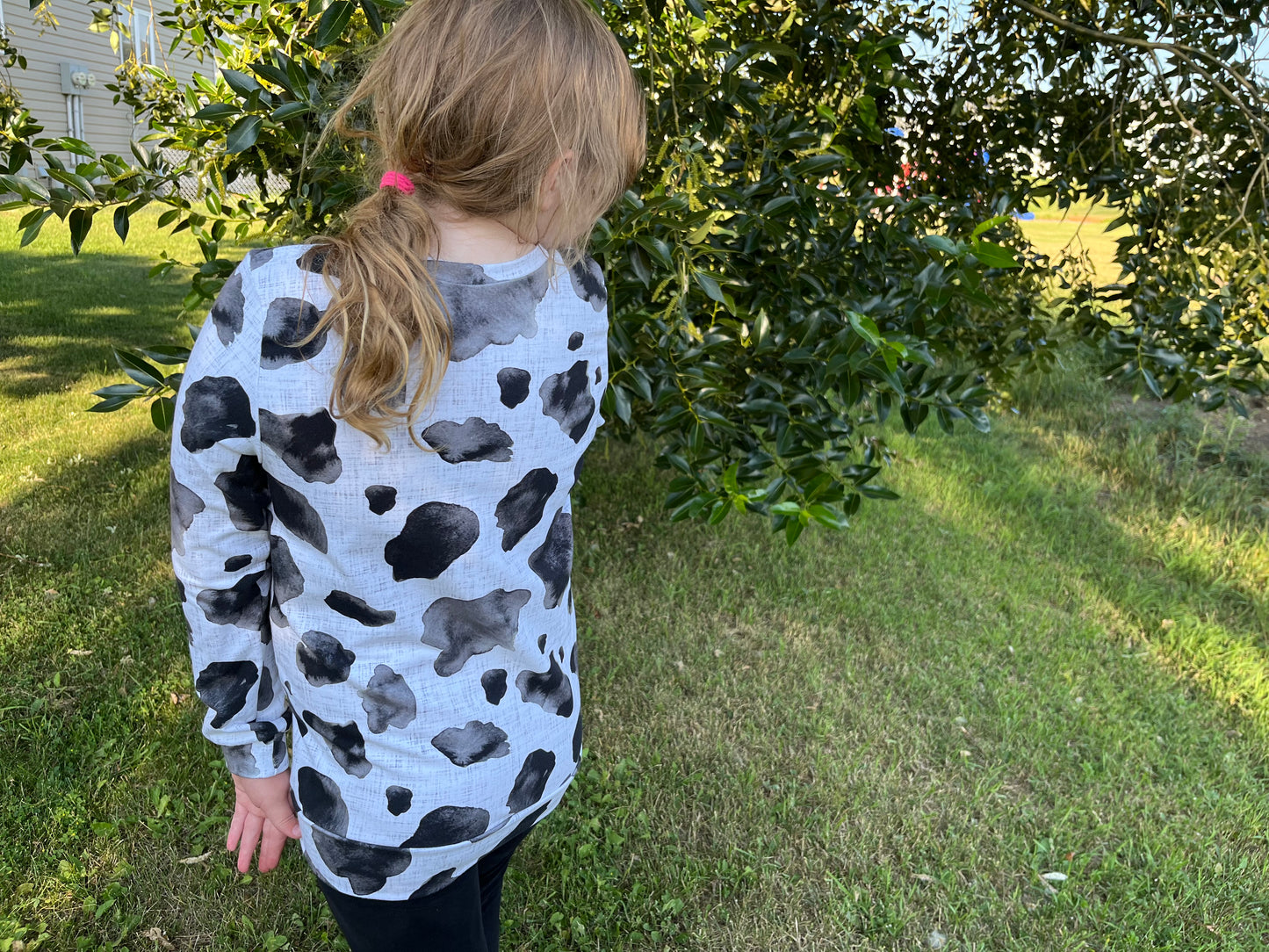 Child’s Watercolour Holstein Cow Long Sleeve shirt with waistband