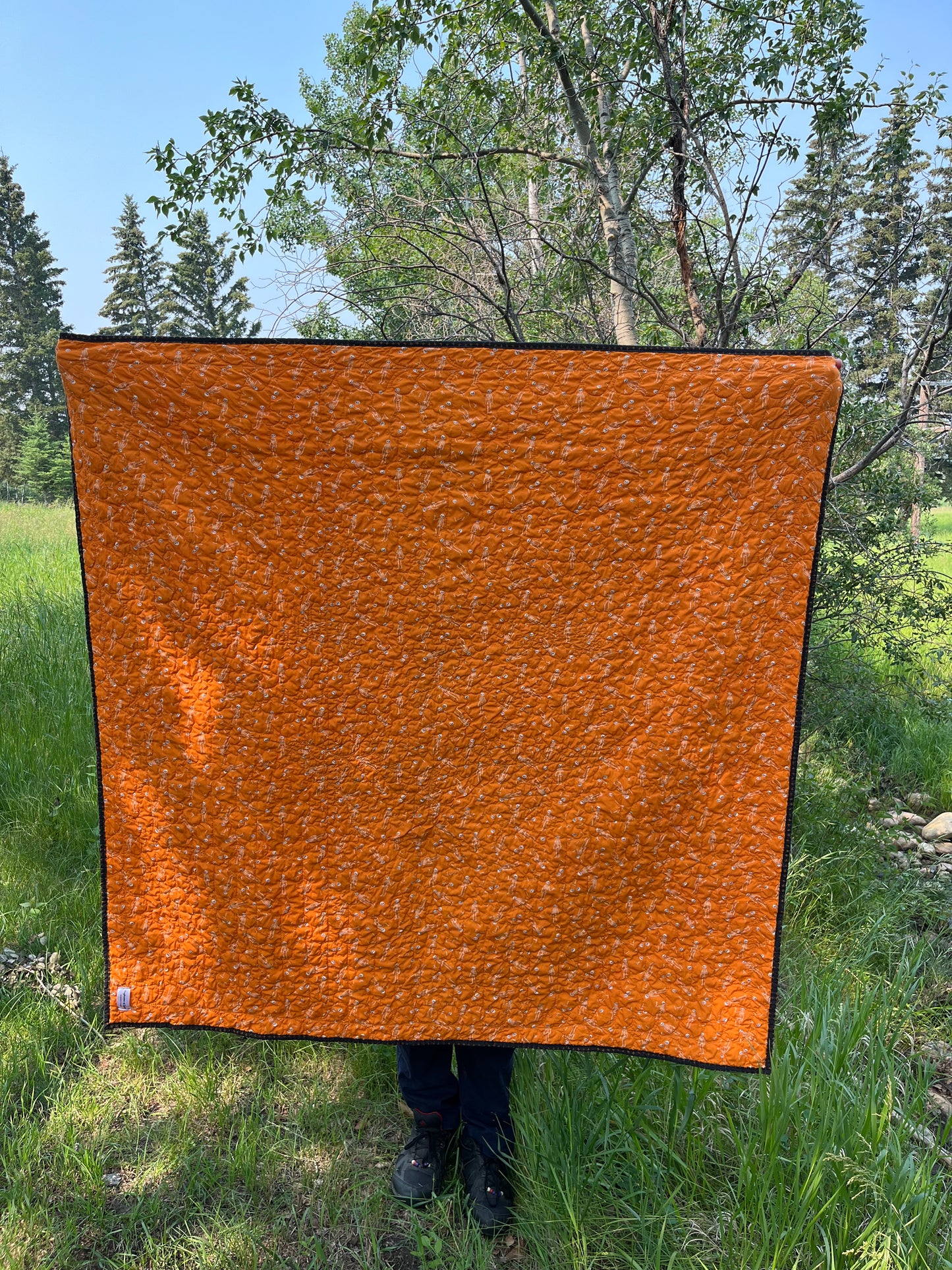 Halloween Throw Quilt, Jack o Lantern Pixel Heart Quilt