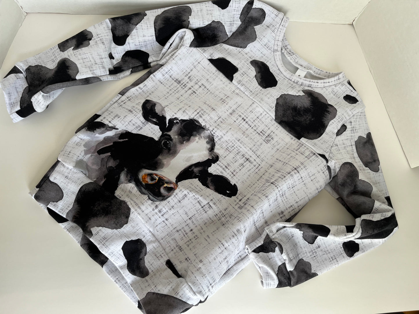 Child’s Watercolour Holstein Cow Long Sleeve shirt with waistband