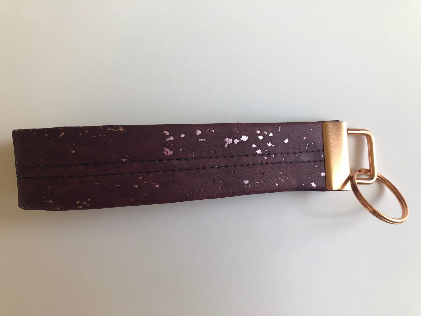 Cork Leather Wristlet Key Chain, Cork Key Fob, Burgundy, Pink, White