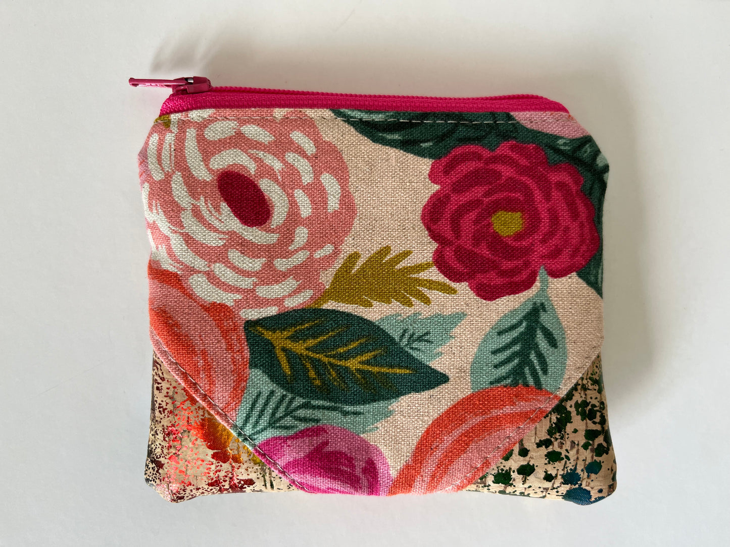 Coin Pouches, Rifle Paper Co Florals and Cork, Mini Zipper Pouches